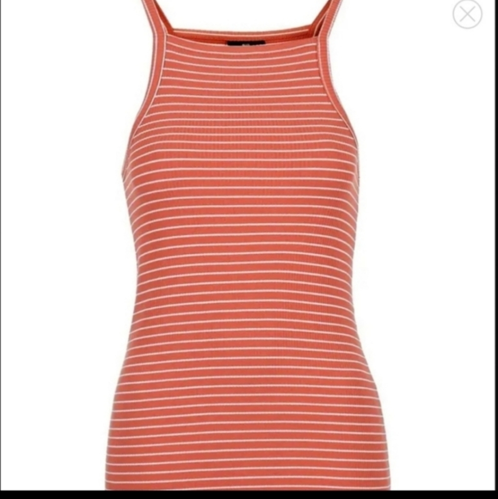 Topshop Orange & White Racerback Halter Dress